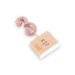 Bougie danniversaire - chiffre 3 - rose gold m�tallis� - 43 cm - avec pic plastique