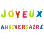 Bougies joyeux anniversaire multicolores 45 cm