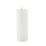 Bougie led cylindrique cire brillant 20x7cm blanc
