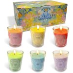 Bougies parfum�es - multicolore - 6 parfums - cire de soja - cire dabeille - panier cadeau