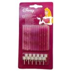 Bougie - princesses - assortiment de 12 - rose - bob�che en plastique blanc