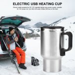 Bouilloire lectriquetasse lectrique en acier inoxydable 12v bouteille chauffante usb pour voyage pratique ...