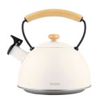 Bouilloire  induction thire sifflet 23l acier inox poigne en bois briebe nordic blanc 00409