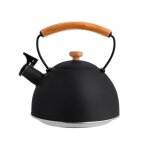 Bouilloire  induction thire sifflet 23l acier inox. poigne en bois florina wooden noir 97084