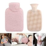 Bouillotte deau chaude avec housse en peluche souple annefly poche  eau chaude 1l pour cadeau dhiver ...