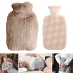 Bouillotte deau chaude avec housse en peluche souple annefly poche  eau chaude 1l pour cadeau dhiver ...