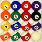 Boules de billard am�ricain - nanook - brillantes - 572 mm - num�ros 1 - 15 1 boule blanche