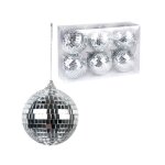 6 boules  facettes 8 cm - argent