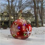 Boule de no�l g�ante - d�coration de no�l - 60 cm - pvc r�sistant - pour enfants - rouge