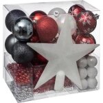 Dcorations de sapin nol - franprix - kit de 44 pices - rouge et dor - plastique -  suspendre