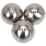 Boules de ptanque soleil tendre 75 mm - obut 690g gris