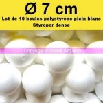 Boules en polystyrène - lealoo - lot de 10 - diamètre 7cm - haute densité - couleur blanche Boules en polystyrène - lealoo - lot de 10 - diamètre 7cm - haute densité - couleur blanche