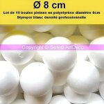 Boules en polystyrne - lealoo - lot de 10 - diamtre 8cm - haute densit - couleur blanche