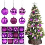 Boules de sapin - zgeer - 12 pcs - violet - 6 cm - plastique