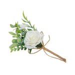 Bouquet feuillage rose artificielle 15cm blanc blanc