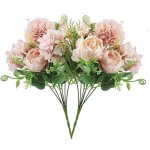 Bouquet de fleurs artificielles en soie - estampille - 2 pi�ces - hortensia et pivoines - rose - 20x20x32 ...