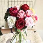 Bouquet de fleurs artificielles - multi - imitation roses en soie - 51cm - d�coration de mariage