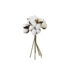 Bouquet de fleurs de coton - hobi - 6 t�tes - 24cm - blanc