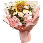 Bouquet de fleurs au crochet termin� fleurs artificiellesroses et marguerites tricot�escadeau danniversaire ...