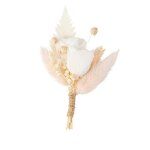 Boutonnière fleurs séchées gaia roses blanc 11cm Boutonnière fleurs séchées gaia roses blanc 11cm