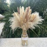 Bouquet de fleurs sches - naturelle - herbe de la pampa - 80 pices - dcoration intrieure - style ...
