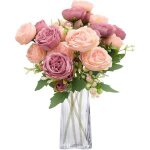 Bouquet de pivoines artificielles - holisane - 4 paquets - rose - 30 cm de hauteur - fleurs en soie - ...
