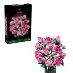 Bouquet de roses roses � construire - 789 pi�ces 12 fleurs tiges r�glables 32cm gypsophile sans vase ...