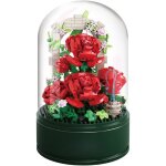 Bouquet de roses � construire - melorose - 574 briques - cloche transparente - m�lodie int�gr�e