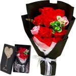 Bouquet de roses �ternelles - zrse - rouge - 10x18x32 cm - rose artificielle - coffret cadeau - int�rieur ...