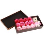 Bouquet de simulation fleur de savon - dilwe - d�grad� rose - ours en peluche - cadeau romantique - d�coratif ...