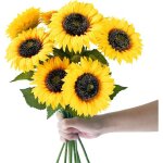 Bouquets de tournesols artificiels - holisane - 8 bouquets - 40 cm - rouge - lavable - fleurs r�alistes ...