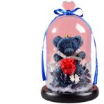 Bouquet - zgeer - fleur ternelle amour - rose bleue - couvercle en verre - dcoration durable