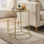 Bouts de canap�s ronde avec cadre en acier chambre salon balcon or et transparent