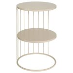 Bout de canap� table caf� ronde en m�tal avec deux plateaux coloris taupe - diam�tre 36 x hauteur 52 ...
