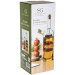 Bouteille huile & vinaigre - design - 21cm - transparent - verre & lige - 2 compartiments