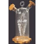 Bouteille pour huile + vinaigre - 2 en 1 - verre et bois - support fleur Bouteille pour huile + vinaigre - 2 en 1 - verre et bois - support fleur