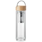 Bouteille infuseur verre double paroi 400 ml ? couvercle bambou ? th� & fruits ? gourde isotherme design ...