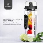 Bouteille à infusion de fruits et set de perfusion long - 1 litre - noir Bouteille à infusion de fruits et set de perfusion long - 1 litre - noir