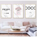 Bouteille de parfum peinture murale marbr� toile impression pivoine fleur art photos affiche d�cor � ...