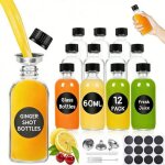 Bouteille de service - lot de 12 petite bouteille en verre - 60 ml - bouteilles � shot � remplir avec ...