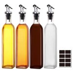 Relaxdays Lot de 4 bouteilles avec bec doseur, pour huile et vinaigre, pour  la cuisine, 500 ml, en verre, transparent