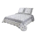 Boutis patchwork blanc phuket - 230x250 cm - boutis 2 places avec 2 taies 65x65cm - couvre lit matelass ...