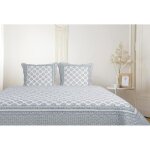 Boutis patchwork bleu florette - 230x250 cm - boutis 2 places avec 2 taies 65x65cm - couvre - lit matelass ...