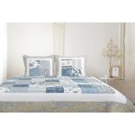 Boutis patchwork bleu matin - 230x250 cm - boutis 2 places avec 2 taies 65x65cm - couvre - lit matelassé ... Boutis patchwork bleu matin - 230x250 cm - boutis 2 places avec 2 taies 65x65cm - couvre - lit matelassé ...