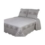 Boutis patchwork gris amoureux - 230x250 cm - boutis 2 places avec 2 taies 65x65cm - couvre - lit matelass ...