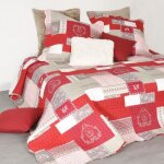 Boutis et taies doreiller - le grenier - alpin - arkansas rouge - 220 x 240 cm - motif patchwork - 100% ...