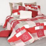 Boutis et taies doreiller - arkansas - 240 x 260 cm - rouge - synth�tique - chambre