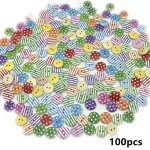 Boutons - artisanat - colors en bois - 100pcs - multicolore - 1. 5 * 0. 3cm