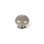 - bouton de meuble en porcelaine - acier finition grise 4 unit�s