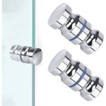Bouton de porte de douche inox - virex� - 2 pi�ces - acier inoxydable - surface chrom�e - protection ...